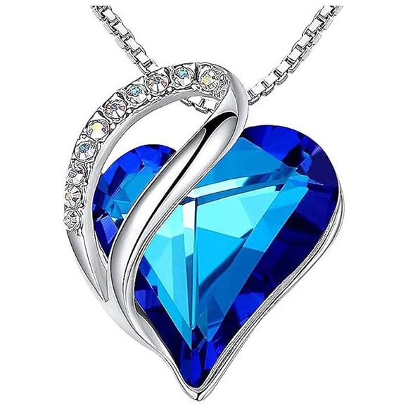 Necklaces for Women, Infinity Love Heart , September-Rainbow Sapphire Blue